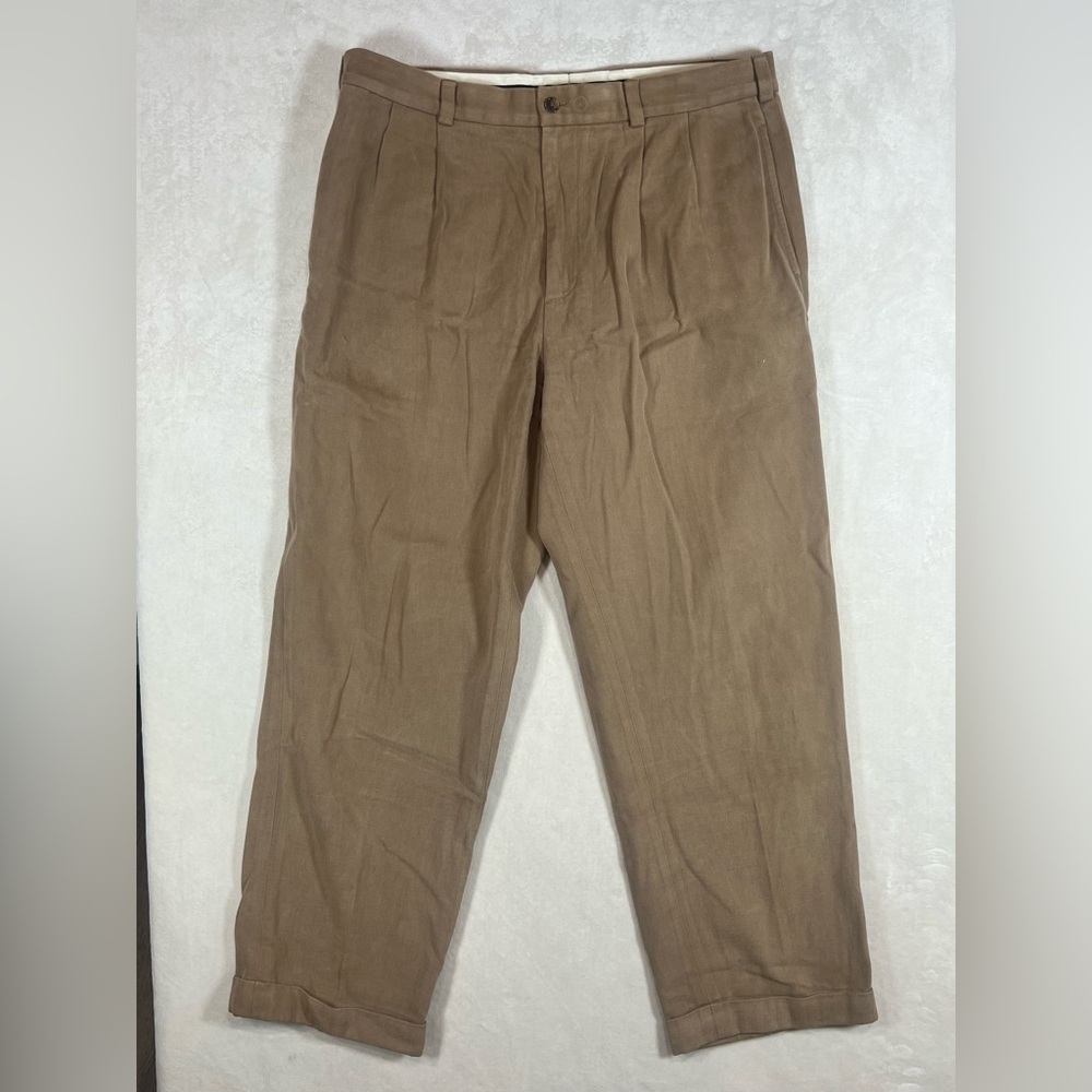 Brooks Brothers Elliot 36W 30L Heavy Cotton Corduroy Structured Brown Chinos